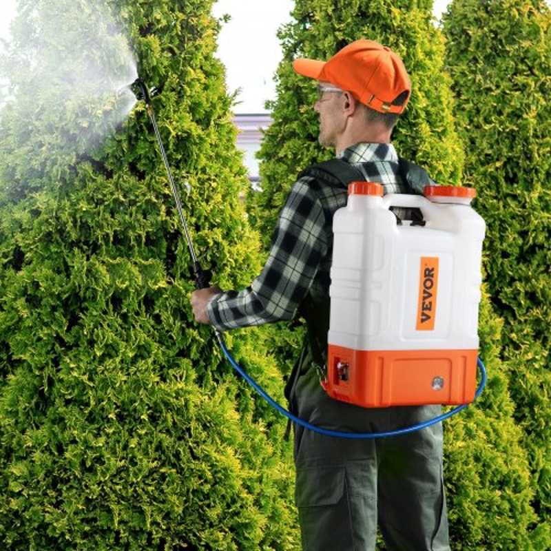 Battery Powered Backpack Sprayer With Cart Adjustable Pressure PSI Nozzles Dual Wands 7