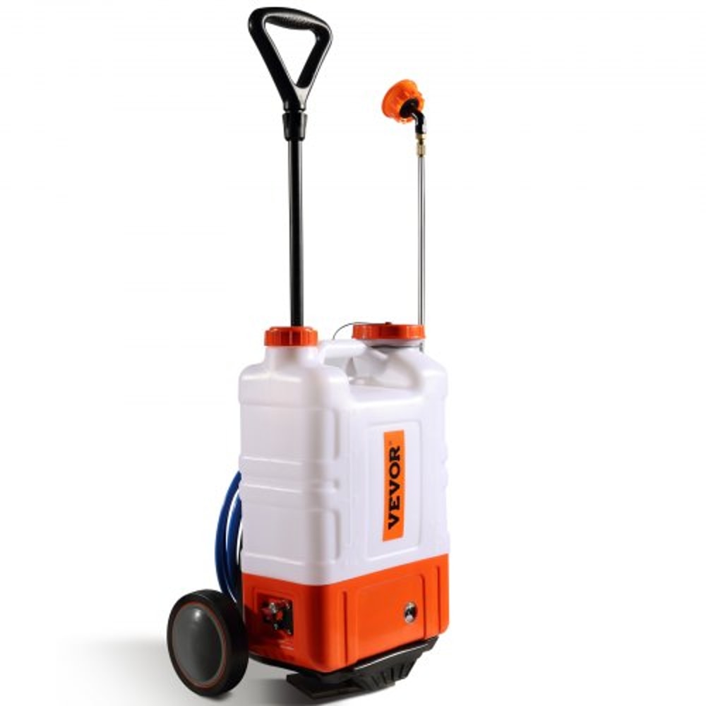 Battery Powered Backpack Sprayer With Cart Adjustable Pressure PSI Nozzles Dual Wands 10