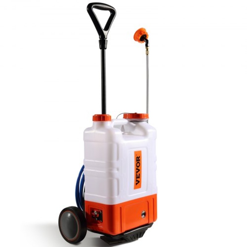Battery Powered Backpack Sprayer With Cart Adjustable Pressure PSI Nozzles Dual Wands 10