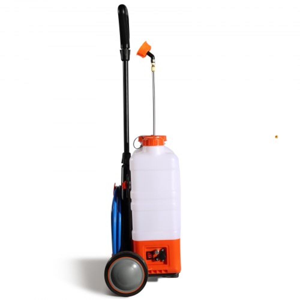 Battery Powered Backpack Sprayer With Cart Adjustable Pressure PSI Nozzles Dual Wands 9