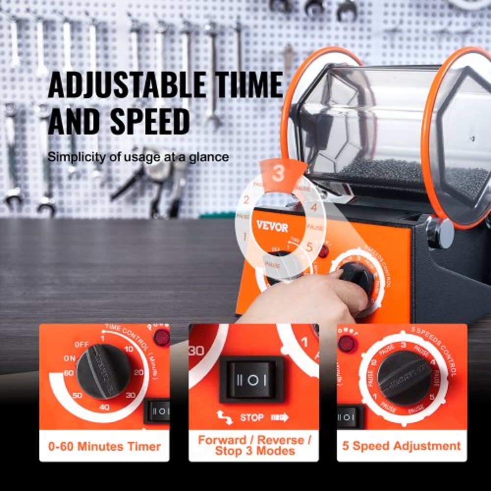 Jewelry Polisher Tumbler Machine With Timer Speeds For Professional Finishing 3