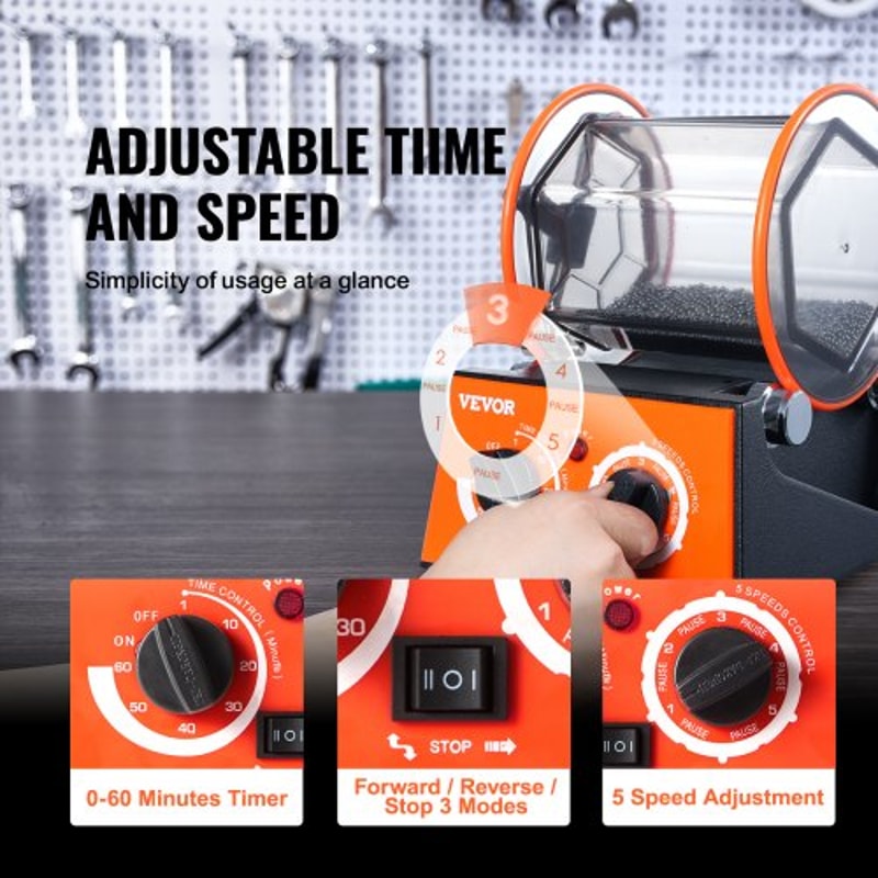 Jewelry Polisher Tumbler Machine With Timer Speeds For Professional Finishing 3