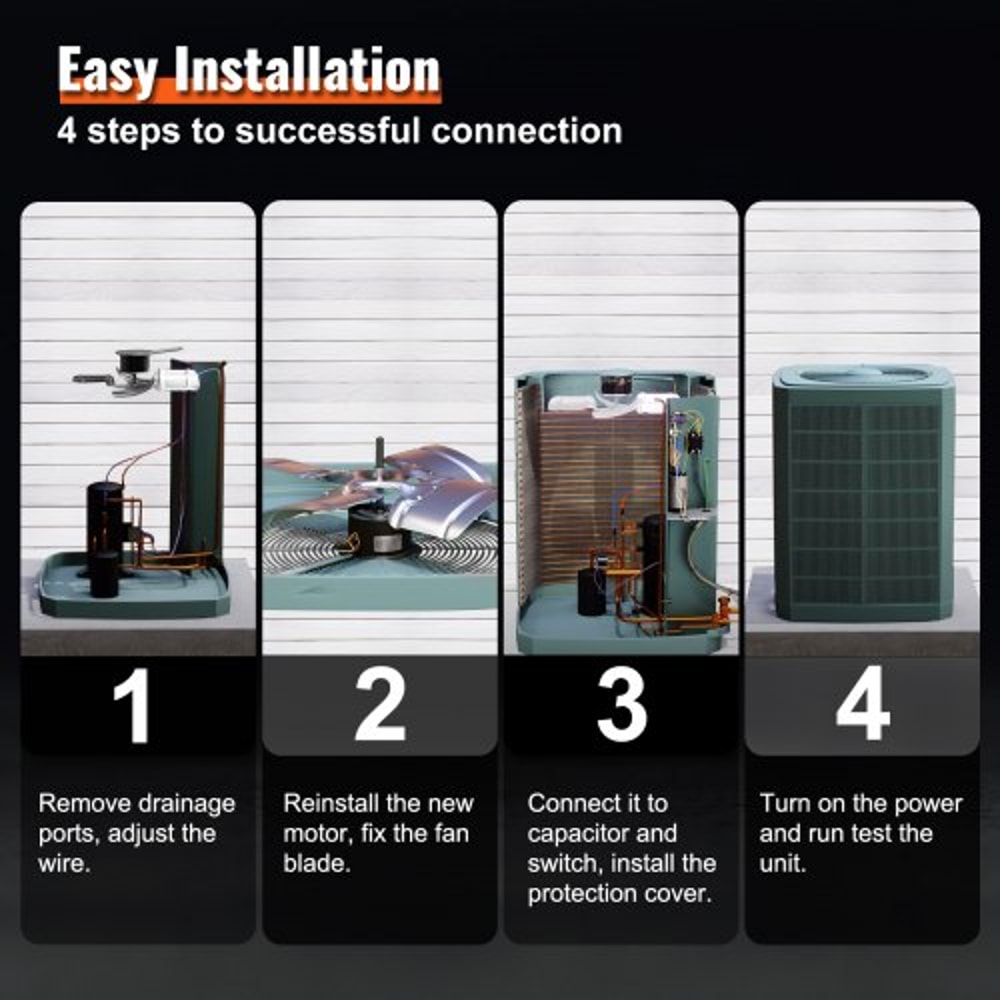 Condenser Fan Motor 1100RPM Replacement AC Motor With Capacitor 5