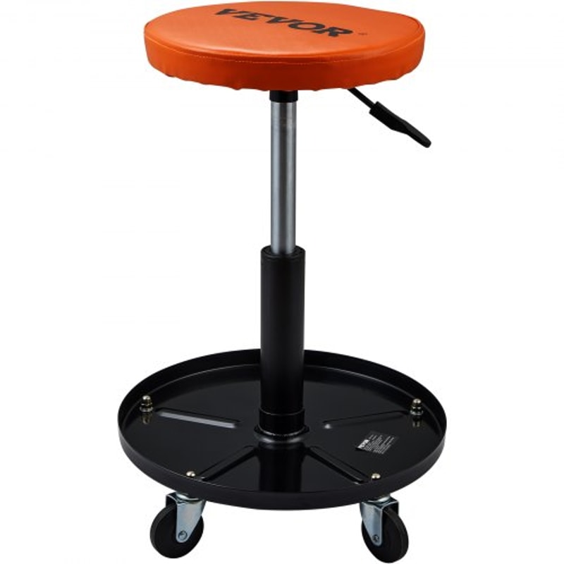 Adjustable Rolling Mechanic Stool With Tool Tray High Lb Capacity Garage Creeper Seat 8