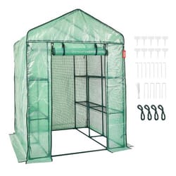walk-in greenhouse with shelves portable outdoor plant house with steel frame & pe cover