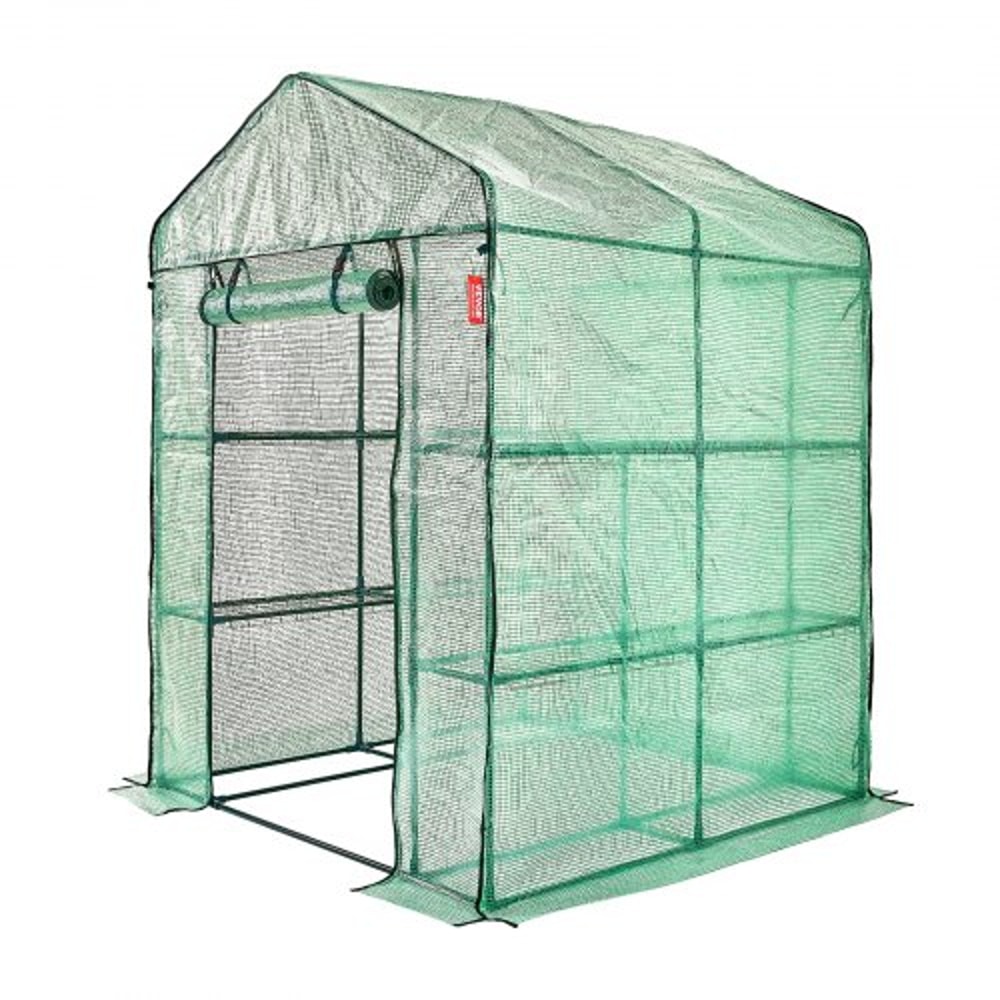 WalkIn Greenhouse With Shelves Portable Outdoor Plant House With Steel Frame PE Cover 8