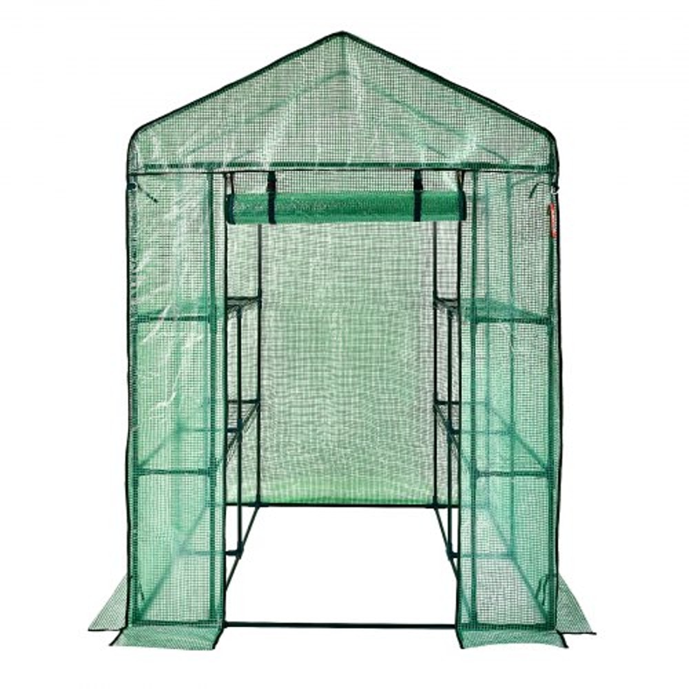 WalkIn Greenhouse With Shelves Portable Outdoor Plant House With Steel Frame PE Cover 9