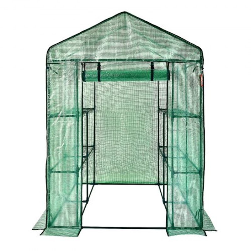 WalkIn Greenhouse With Shelves Portable Outdoor Plant House With Steel Frame PE Cover 9
