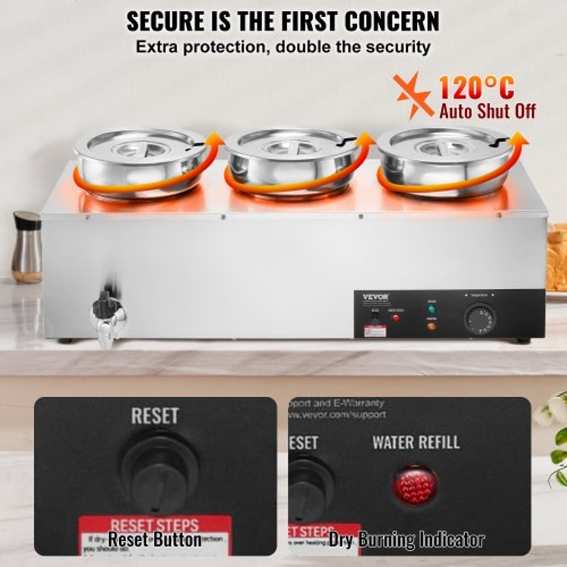 Commercial Electric Soup Warmer with Adjustable Heat Stainless Steel Bain Marie