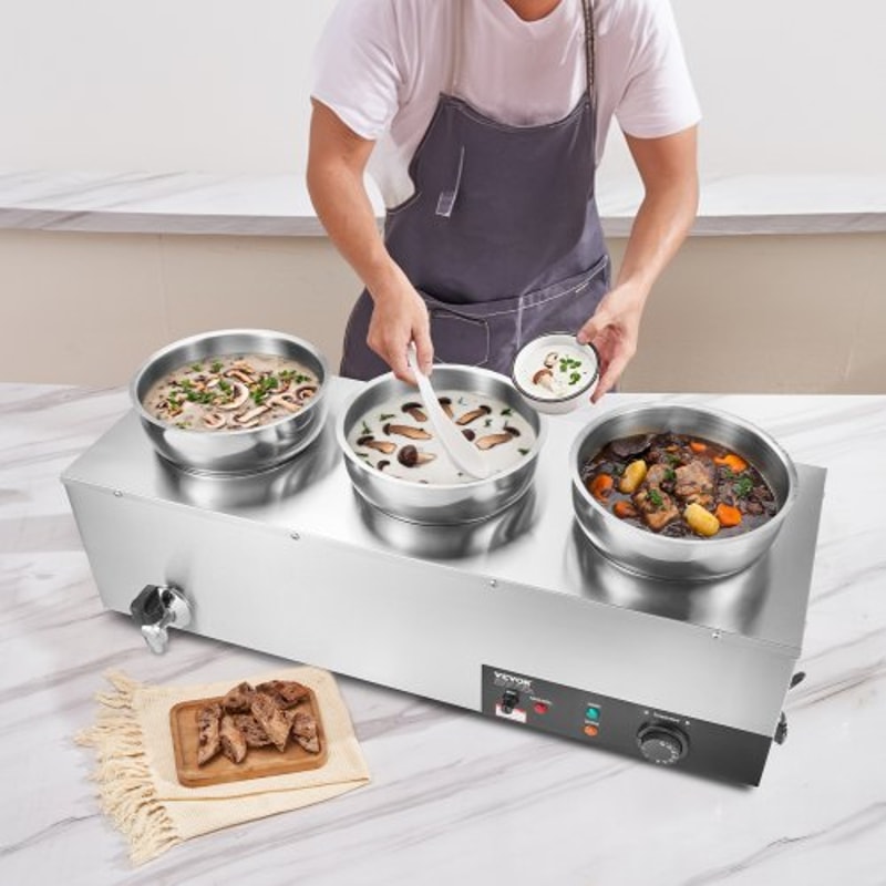 Commercial Electric Soup Warmer with Adjustable Heat Stainless Steel Bain Marie