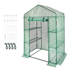 walk-in portable greenhouse with shelves, heavy duty steel frame, uv pe cover for outdoor gardening
