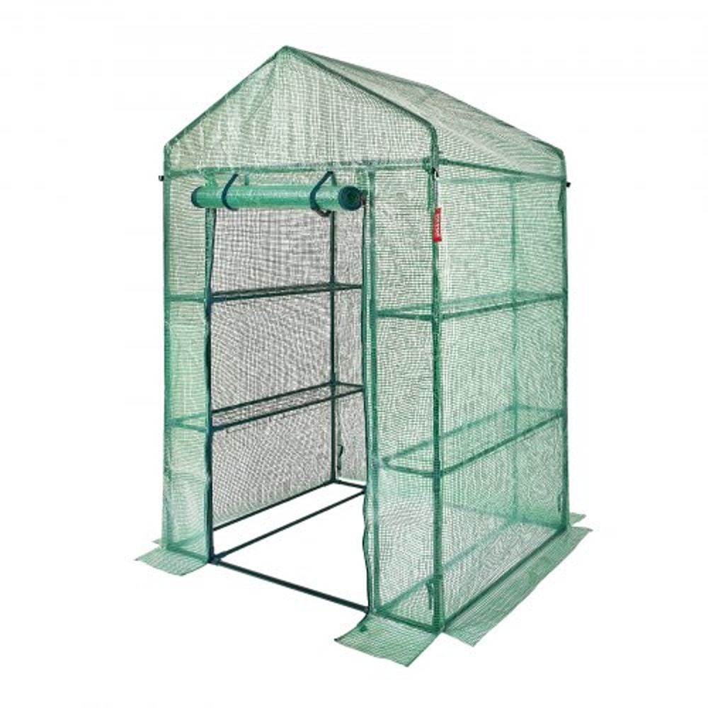 WalkIn Portable Greenhouse With Shelves Heavy Duty Steel Frame UV PE Cover For Outdoor Gardening 7