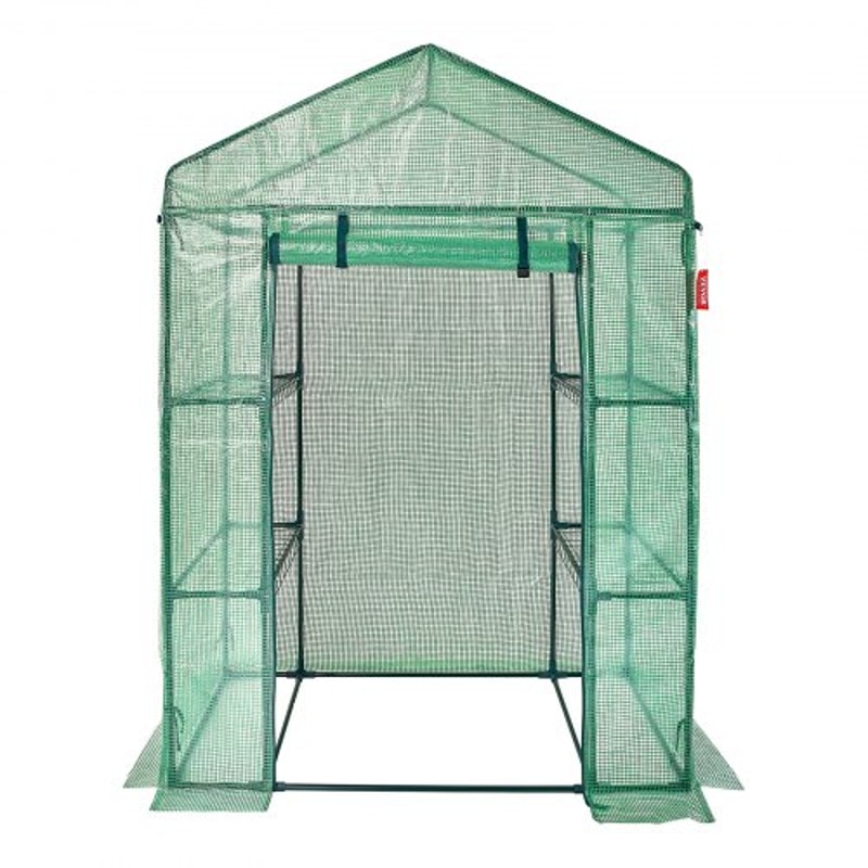 WalkIn Portable Greenhouse With Shelves Heavy Duty Steel Frame UV PE Cover For Outdoor Gardening 8