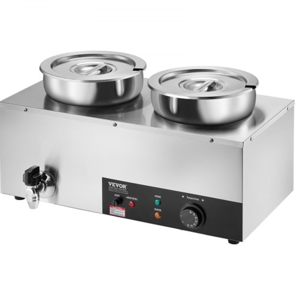 Dual Pot Electric Soup Warmer Stainless Steel Commercial Bain Marie Food Warmer