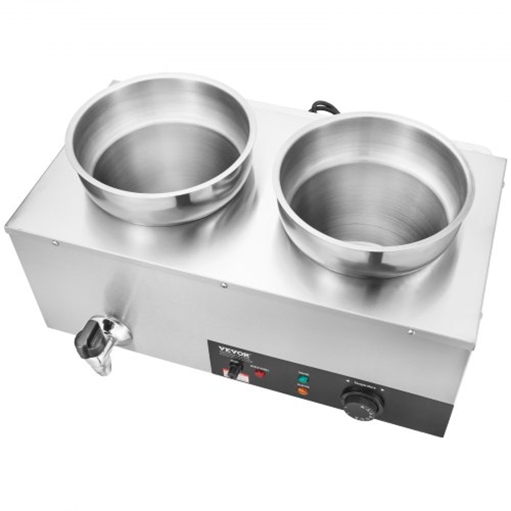 Dual Pot Electric Soup Warmer Stainless Steel Commercial Bain Marie Food Warmer