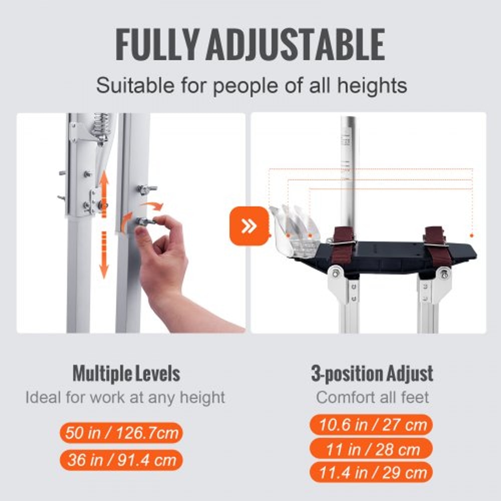 Adjustable Drywall Stilts Aluminum Work Stilts with Knee Pads & Non Slip Base