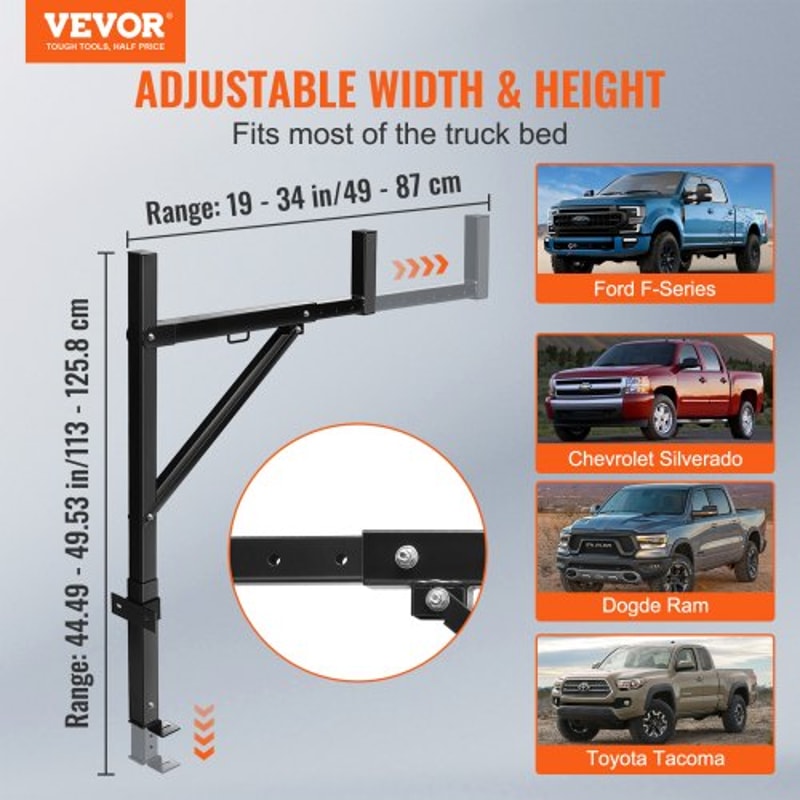 Heavy Duty Adjustable Truck Ladder Rack Steel Bed Rack High Lb Capacity For Kayak Lumber Surfboard 7