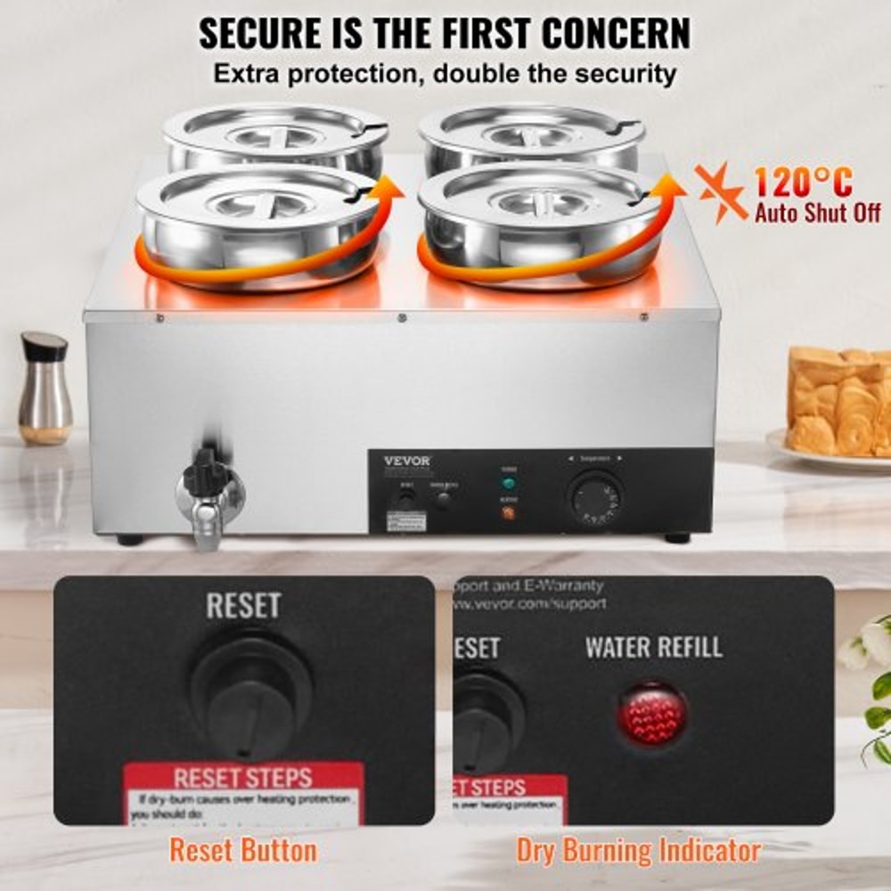 Commercial Electric Soup Warmer Pot Stainless Steel Bain Marie Food Station 2