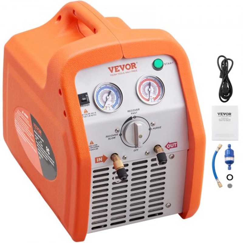 1HP Dual Cylinder Refrigerant Recovery Machine Portable HVAC AC Recovery System 0