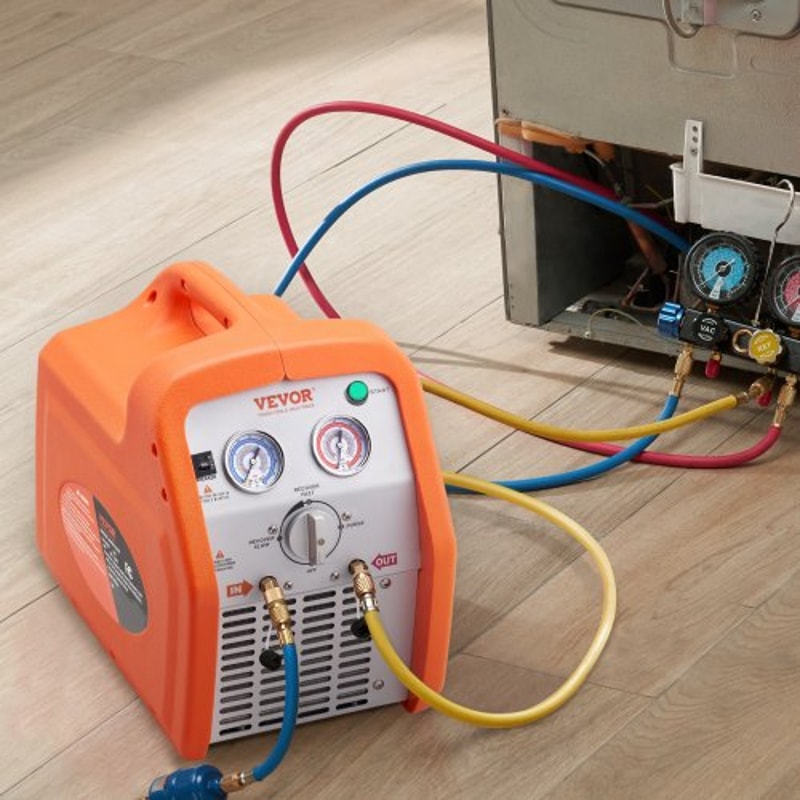 1HP Dual Cylinder Refrigerant Recovery Machine Portable HVAC AC Recovery System 6