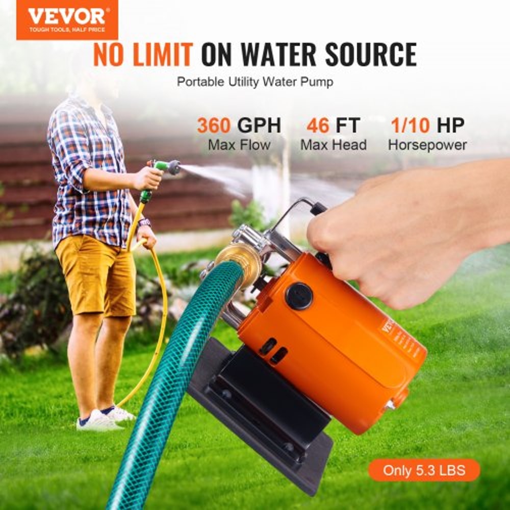 Portable Electric Water Transfer Pump GPH Utility Pump With Hose Kit 1