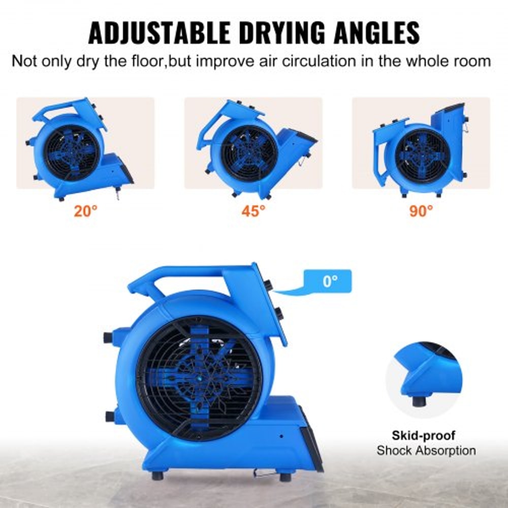 High Velocity CFM Floor Blower Fan With Timer And Angles Portable Carpet Dryer 3