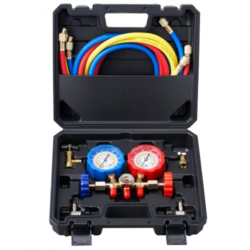 AC Manifold Gauge Set With Hoses For Refrigerant Charging 7
