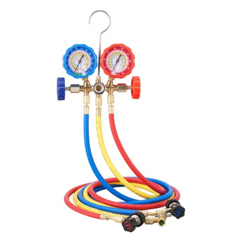 AC Manifold Gauge Set With Hoses For Refrigerant Charging 8