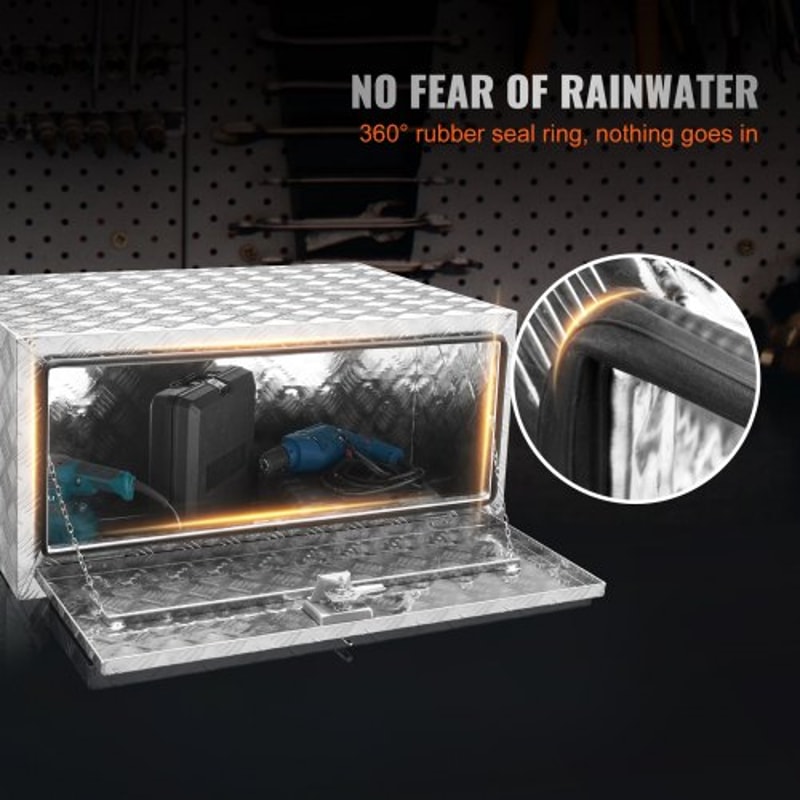 Heavy Duty Aluminum Underbody Tool Box Waterproof Lockable Storage 4