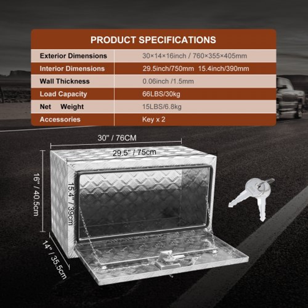 Heavy Duty Aluminum Underbody Truck Tool Box Waterproof Lockable Storage For Pickup Trailer Van 6