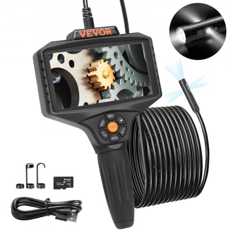 Triple Lens Borescope Inspection Camera with IPS Screen, Zoom HD Endoscope & Waterproof Probe