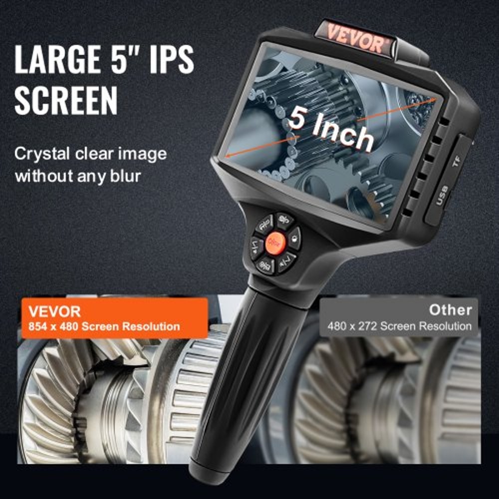 Triple Lens Borescope Inspection Camera with IPS Screen, Zoom HD Endoscope & Waterproof Probe