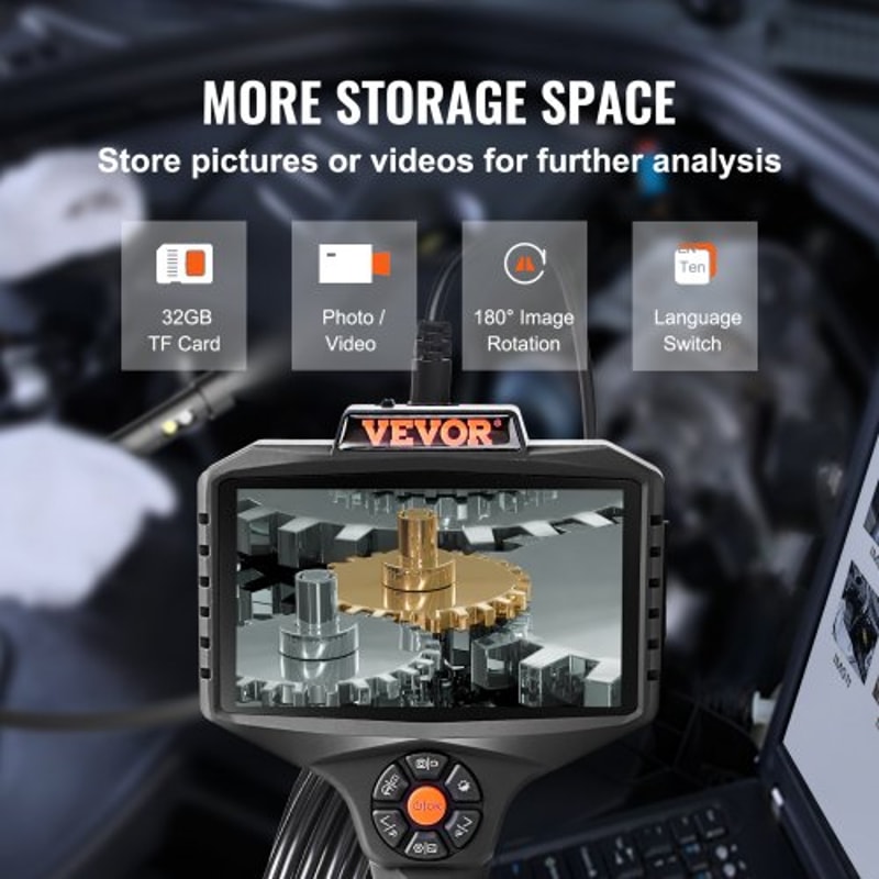 Triple Lens Borescope Inspection Camera with IPS Screen, Zoom HD Endoscope & Waterproof Probe