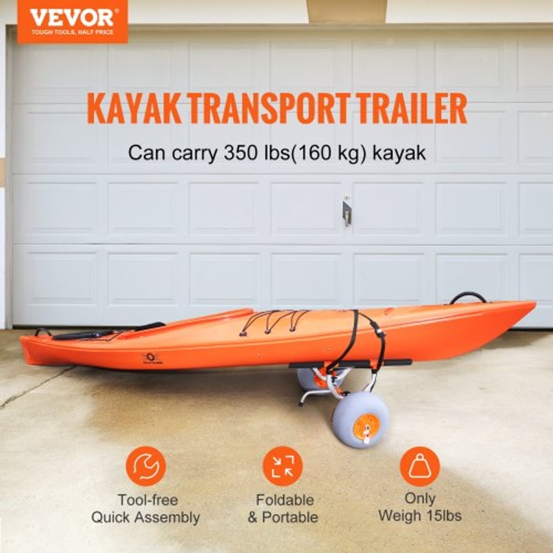 Heavy Duty Kayak Cart Foldable Canoe Trolley With Wheels Adjustable Carrier 2