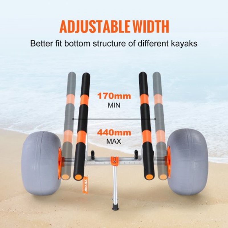 Heavy Duty Kayak Cart Foldable Canoe Trolley With Wheels Adjustable Carrier 1