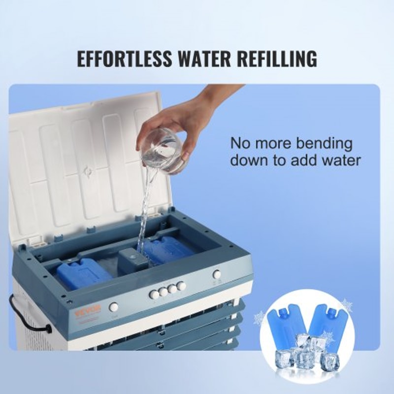 Portable Evaporative Air Cooler With Oscillation Tank Speeds For Indoor Outdoor Cooling 3