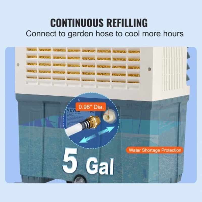 Portable Evaporative Air Cooler With Oscillation Tank Speeds For Indoor Outdoor Cooling 4