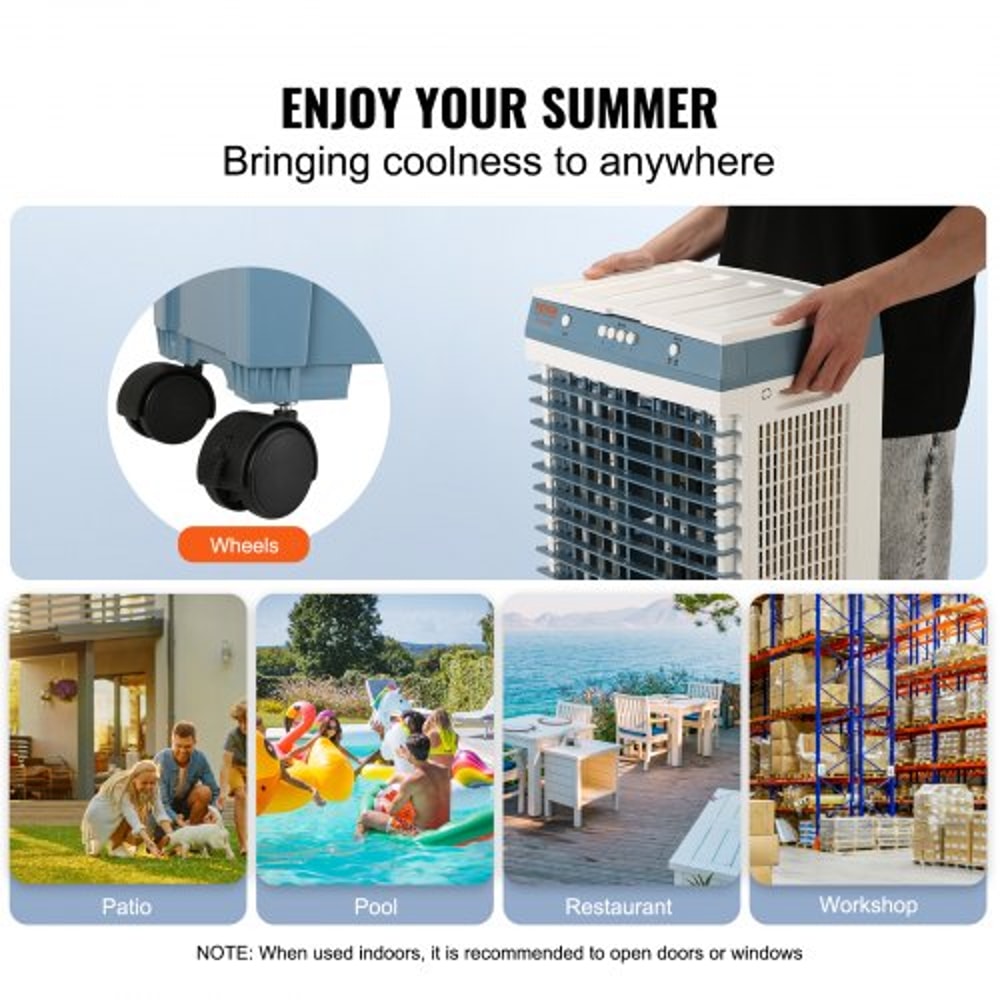 Portable Evaporative Air Cooler With Oscillation Tank Speeds For Indoor Outdoor Cooling 5