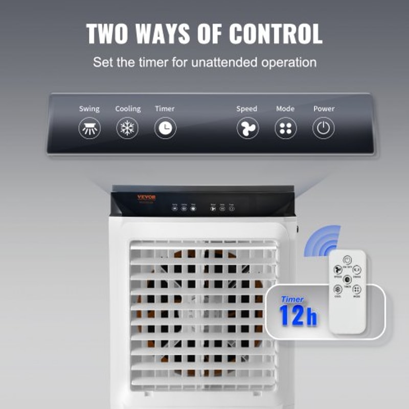 Portable Evaporative Air Cooler with Oscillation, 7 Gal Tank & Timer for Indoor Outdoor Cooling