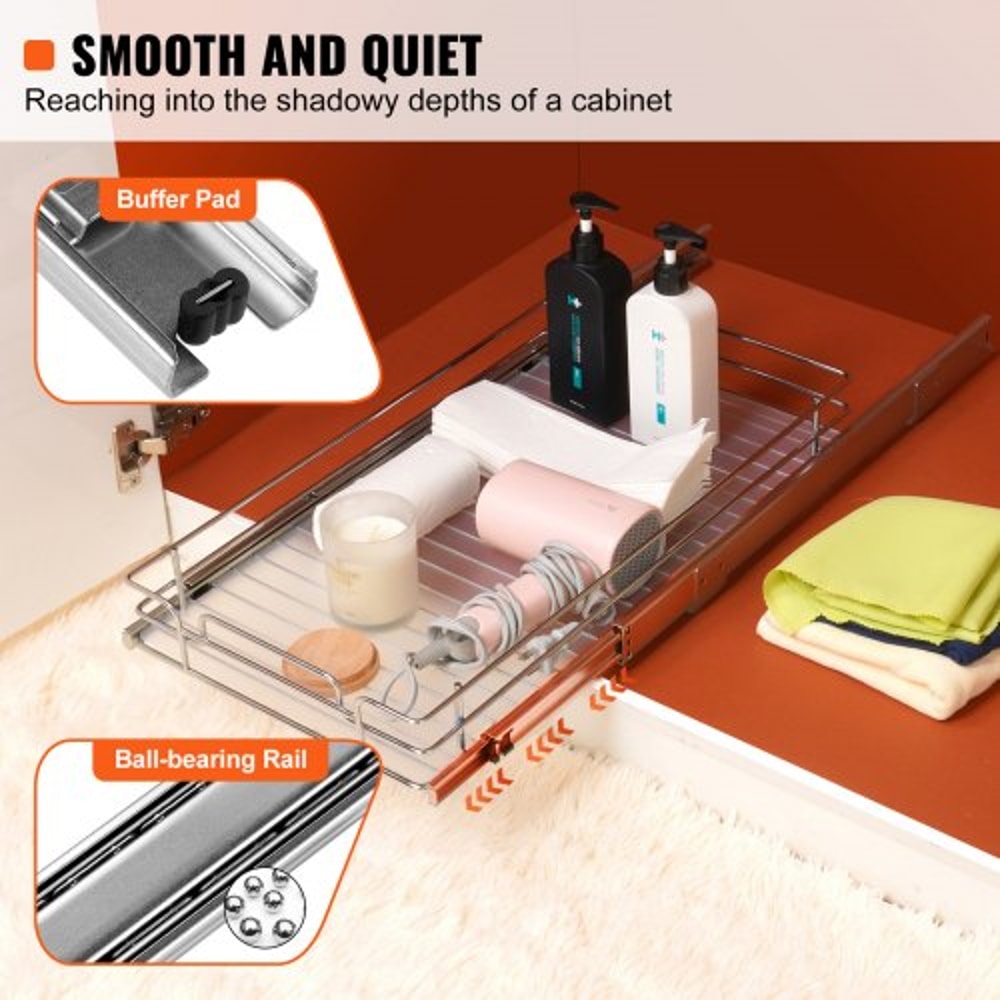 Heavy Duty Pull Out Cabinet Organizer Shelf Sliding Under Sink Drawer Storage 2