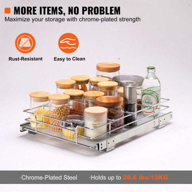 Heavy Duty Pull Out Cabinet Organizer Shelf Sliding Under Sink Drawer Storage 3