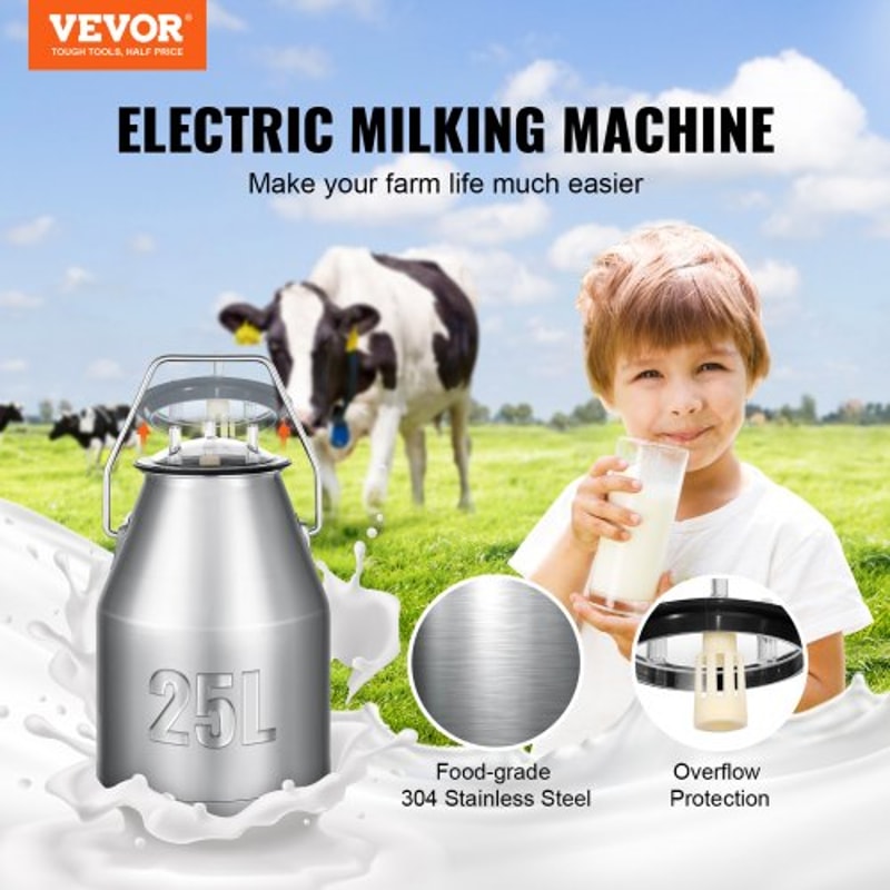 Portable Electric Cow Milking Machine Stainless Steel Automatic Vacuum Milker With Adjustable Press 1