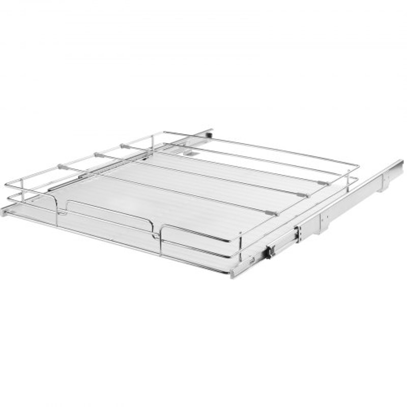 Heavy Duty Pull Out Cabinet Organizer with Smooth Slide Chrome Basket Drawer for Kitchen & Under Sink