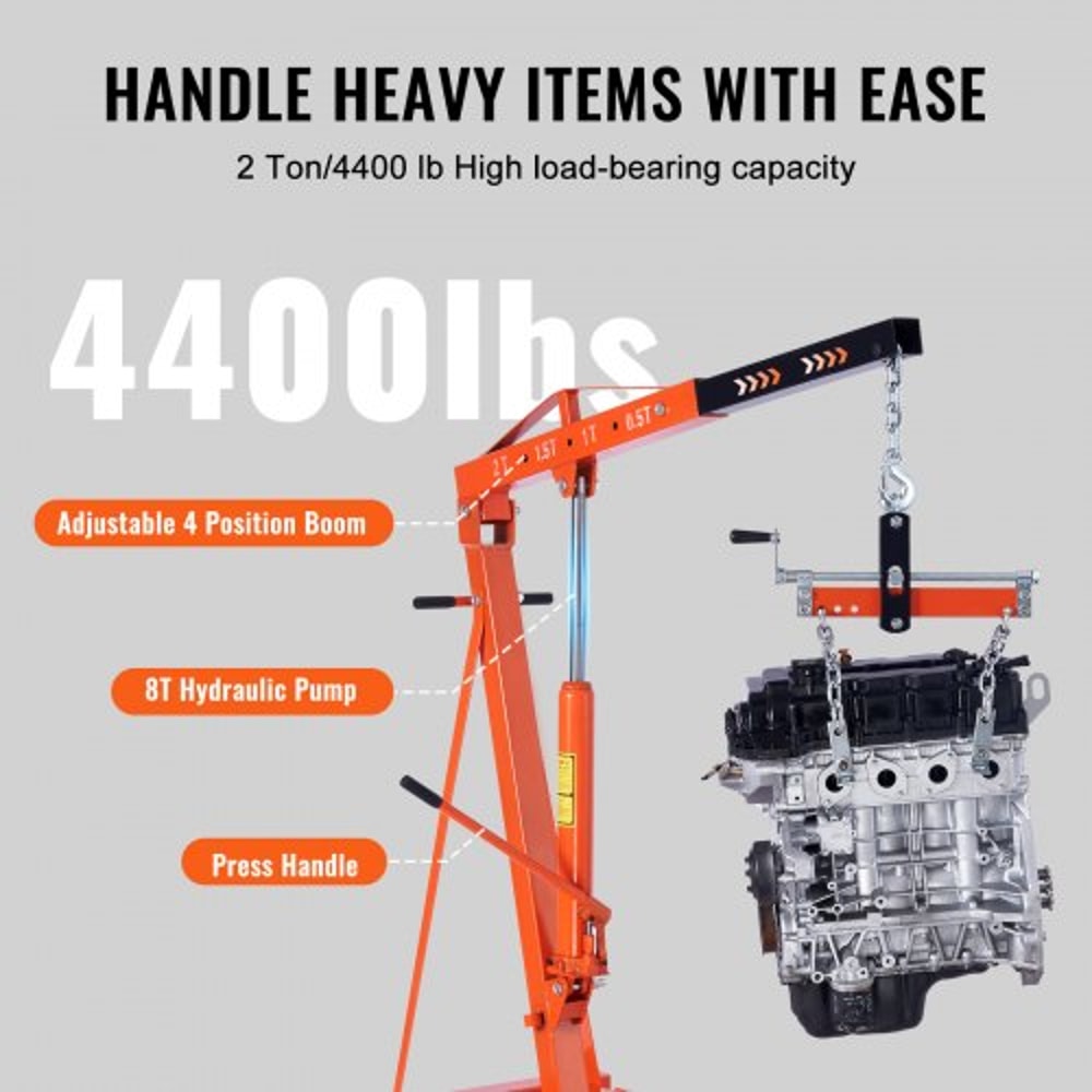 Hydraulic Engine Hoist With Leveler Foldable Cherry Picker Shop Crane For Auto Repair 2