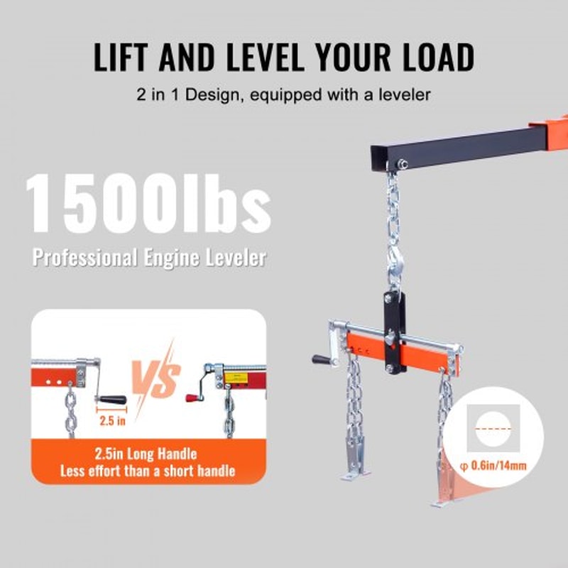 Hydraulic Engine Hoist With Leveler Foldable Cherry Picker Shop Crane For Auto Repair 3