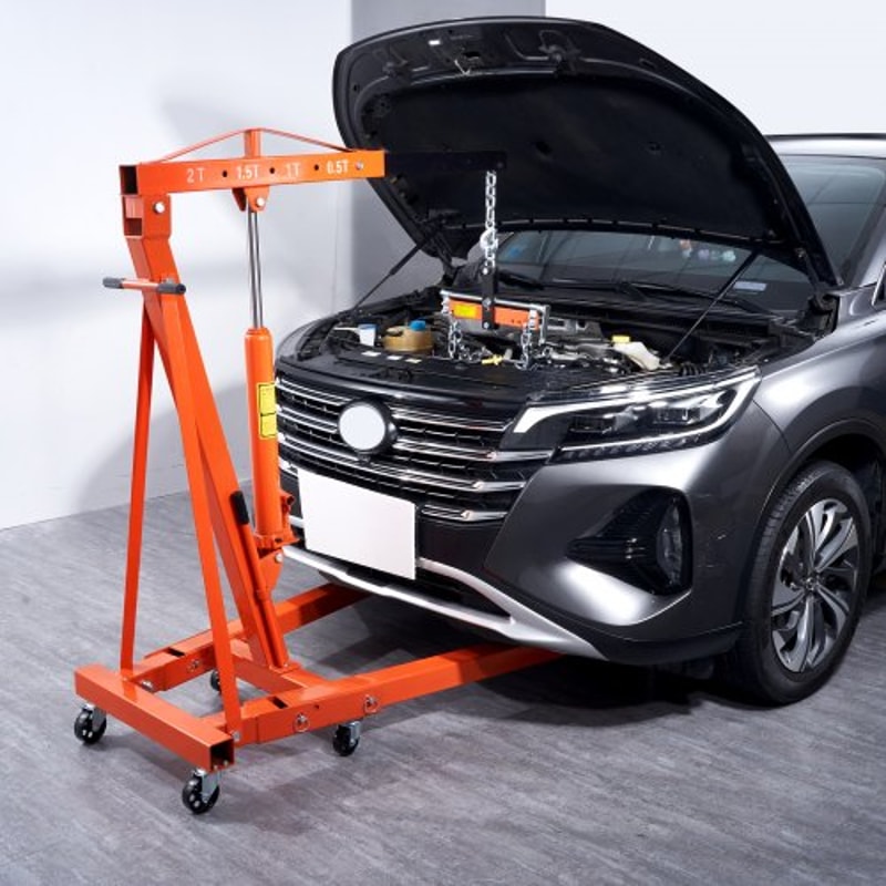 Hydraulic Engine Hoist With Leveler Foldable Cherry Picker Shop Crane For Auto Repair 6