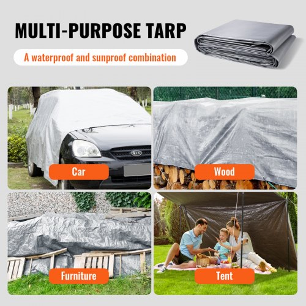 Heavy Duty Waterproof Poly Tarp UV Resistant Outdoor Cover With Reinforced Grommets 5