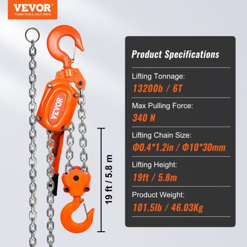 Lever Chain Hoist Heavy Duty Come Along With Chain Double Pawl Brake 6
