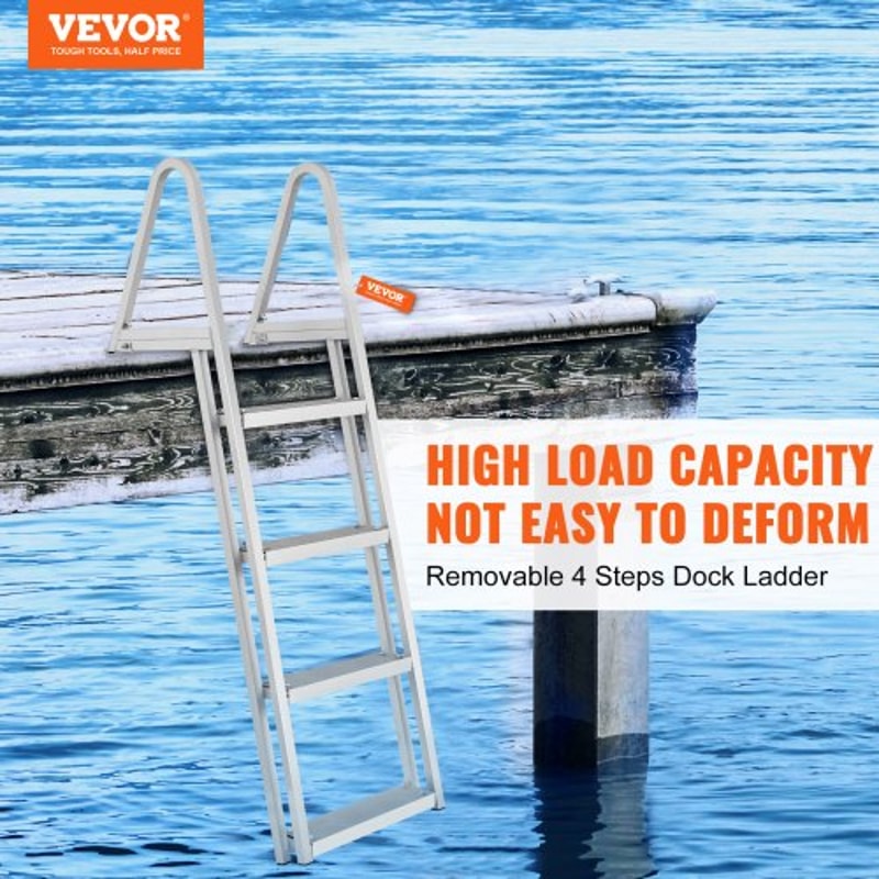 Removable Aluminum Dock Ladder Step High lbs Non Slip Boat Boarding Ladder