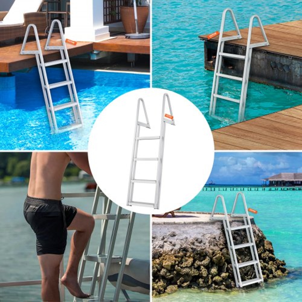Removable Aluminum Dock Ladder Step High lbs Non Slip Boat Boarding Ladder